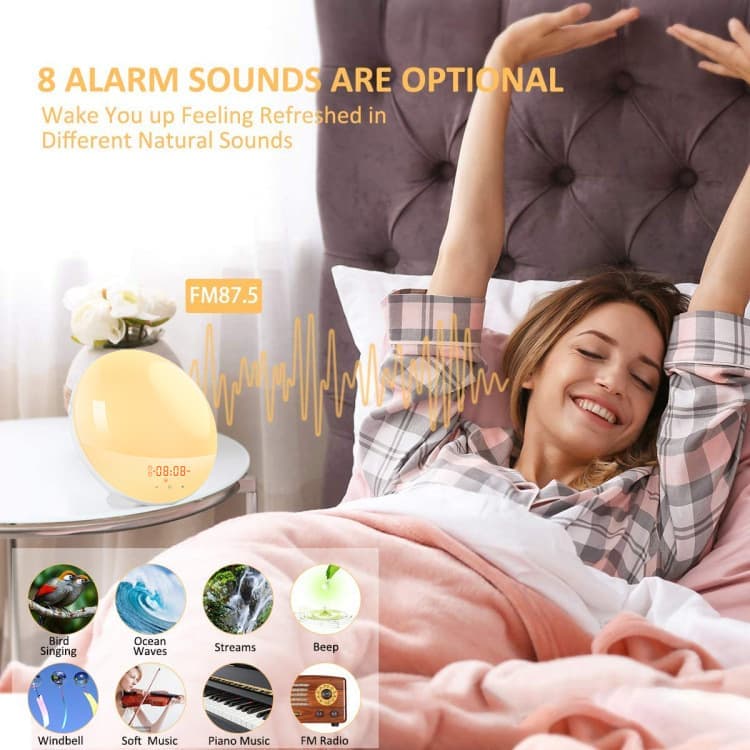 1 Pack Wake Up Light Alarm Clock with FM Radio and Sunrise Sunset Simulation V1188-MS-325-0280