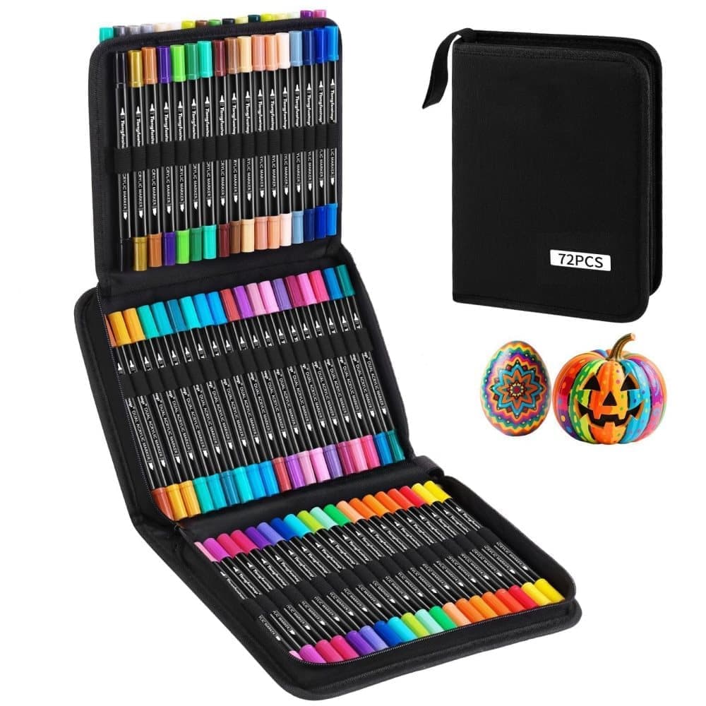 72-Pack Washable Double-Ended Watercolor Pens for Creative Painting, with 144 Tips V1188-MS-325-0290