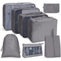 8-Piece Lightweight Water Resistant Travel Organizer for Bags, Gray V1188-MS-325-0293