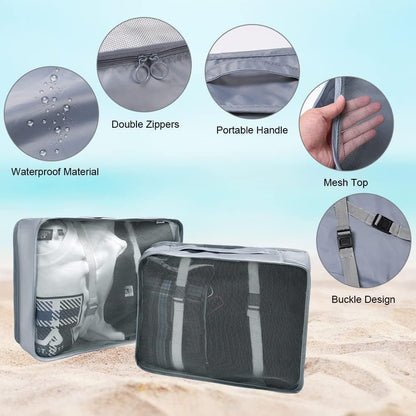 8-Piece Lightweight Water Resistant Travel Organizer for Bags, Gray V1188-MS-325-0293