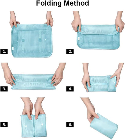 8-Piece Lightweight Water Resistant Travel Organizer for Bags, Light Blue V1188-MS-325-0295