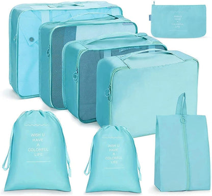 8-Piece Water Resistant Lightweight Travel Organizer for Bags, Blue V1188-MS-325-0296