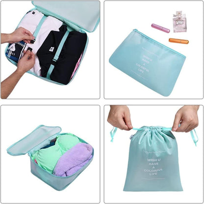 8-Piece Water Resistant Lightweight Travel Organizer for Bags, Blue V1188-MS-325-0296