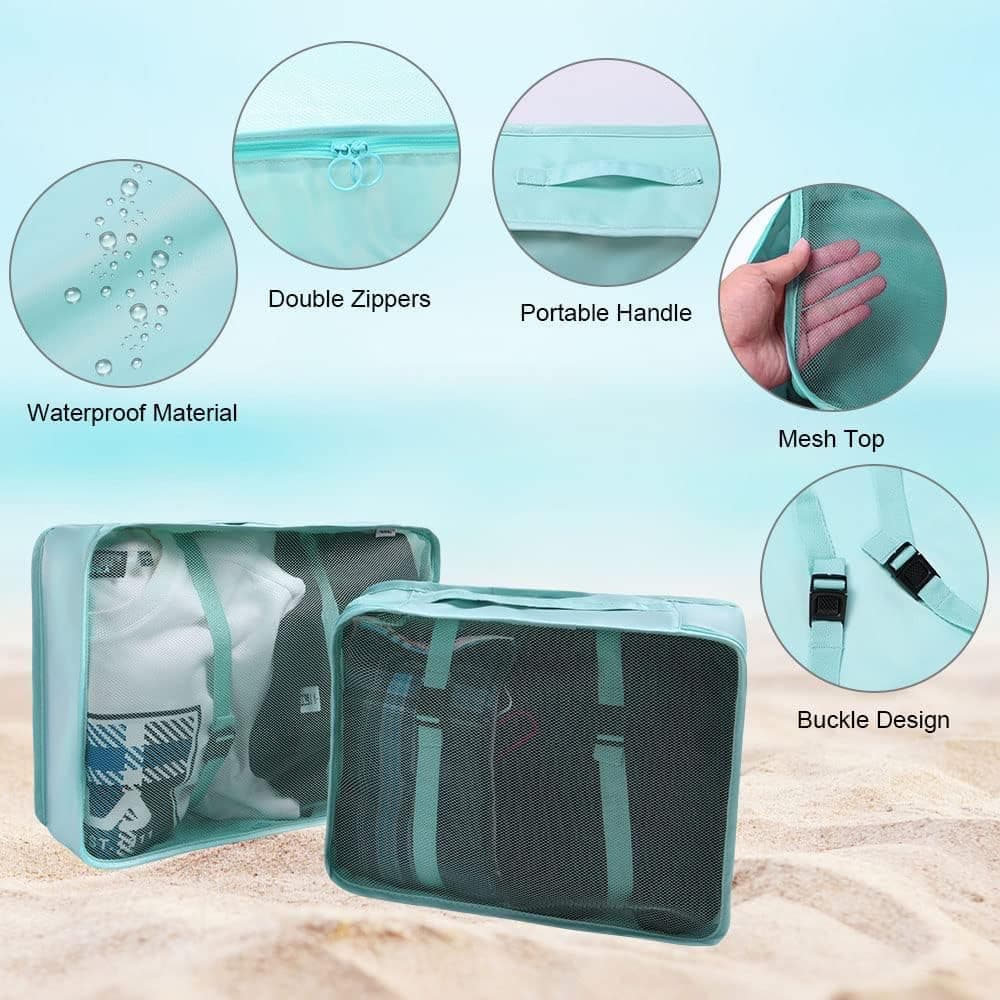 8-Piece Water Resistant Lightweight Travel Organizer for Bags, Blue V1188-MS-325-0296