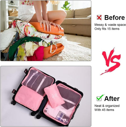 8-Piece Lightweight Water Resistant Travel Organizer for Bags, Pink V1188-MS-325-0297