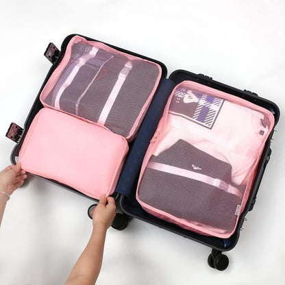 8-Piece Lightweight Water Resistant Travel Organizer for Bags, Pink V1188-MS-325-0297