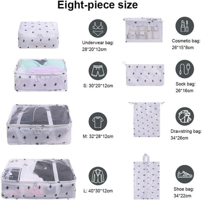 8-Piece Travel Organizer for Bags, Water Resistant Lightweight, White V1188-MS-325-0298