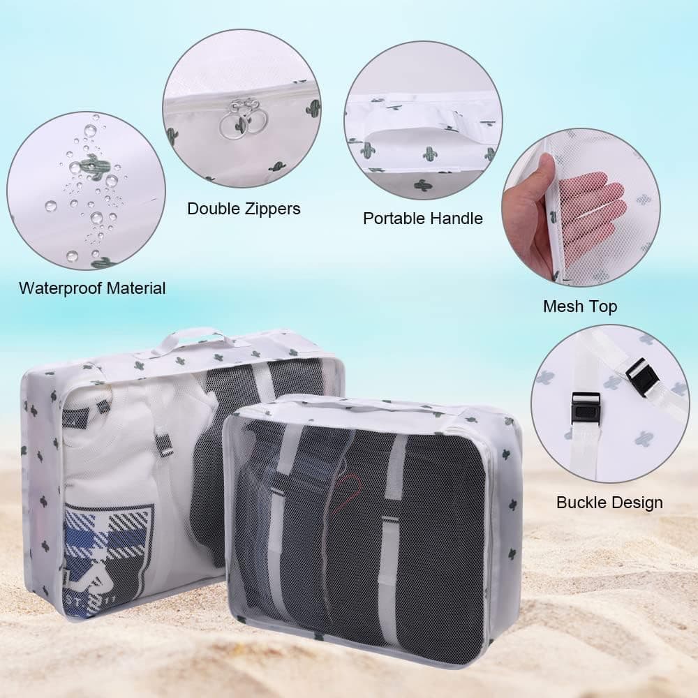 8-Piece Travel Organizer for Bags, Water Resistant Lightweight, White V1188-MS-325-0298
