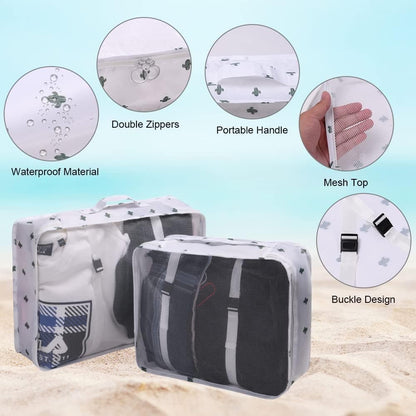 8-Piece Travel Organizer for Bags, Water Resistant Lightweight, White V1188-MS-325-0298