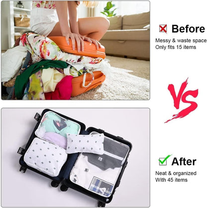 8-Piece Travel Organizer for Bags, Water Resistant Lightweight, White V1188-MS-325-0298