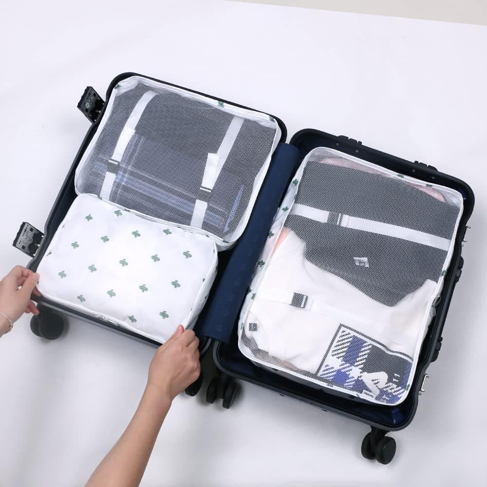 8-Piece Travel Organizer for Bags, Water Resistant Lightweight, White V1188-MS-325-0298