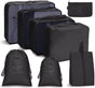 8-Piece Water Resistant Lightweight Travel Organizer for Bags, Black V1188-MS-325-0299