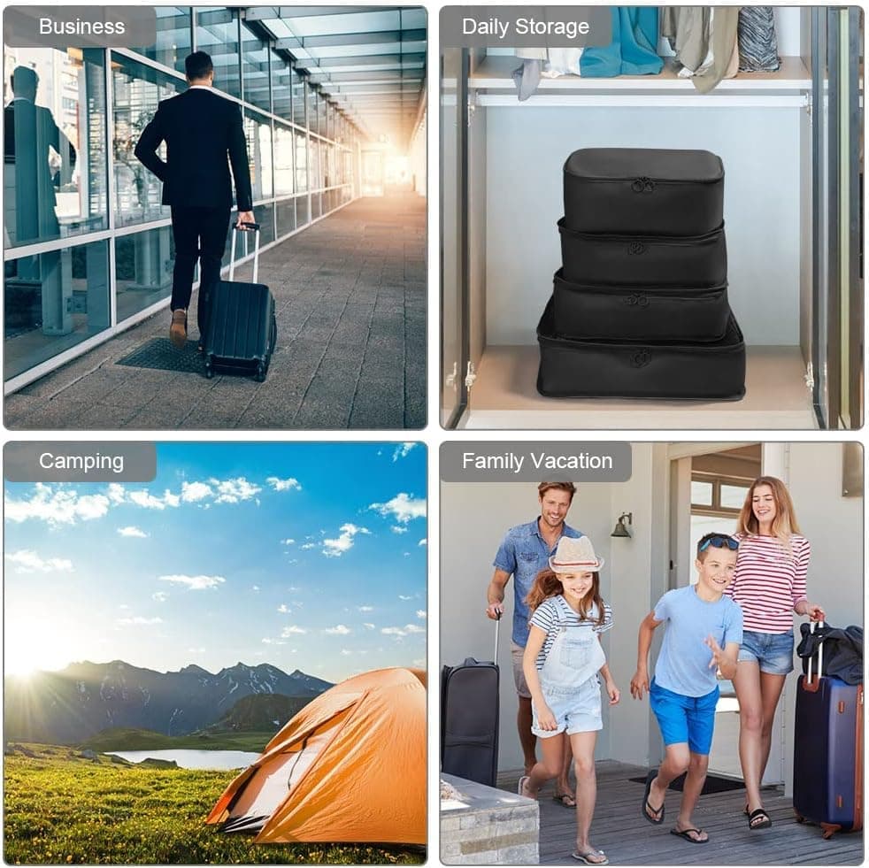 8-Piece Water Resistant Lightweight Travel Organizer for Bags, Black V1188-MS-325-0299