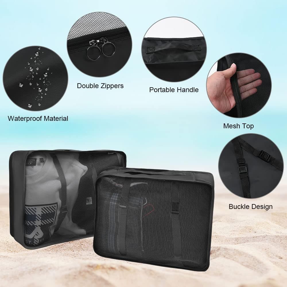 8-Piece Water Resistant Lightweight Travel Organizer for Bags, Black V1188-MS-325-0299