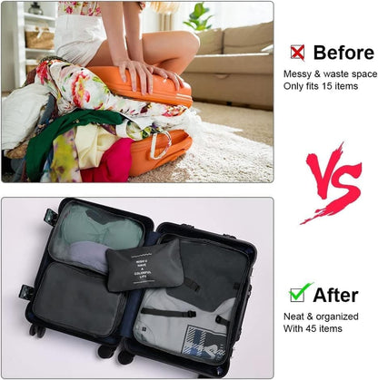 8-Piece Water Resistant Lightweight Travel Organizer for Bags, Black V1188-MS-325-0299