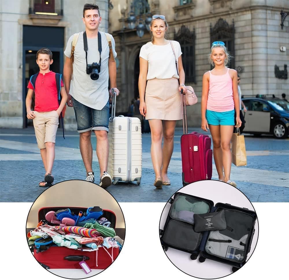8-Piece Water Resistant Lightweight Travel Organizer for Bags, Black V1188-MS-325-0299