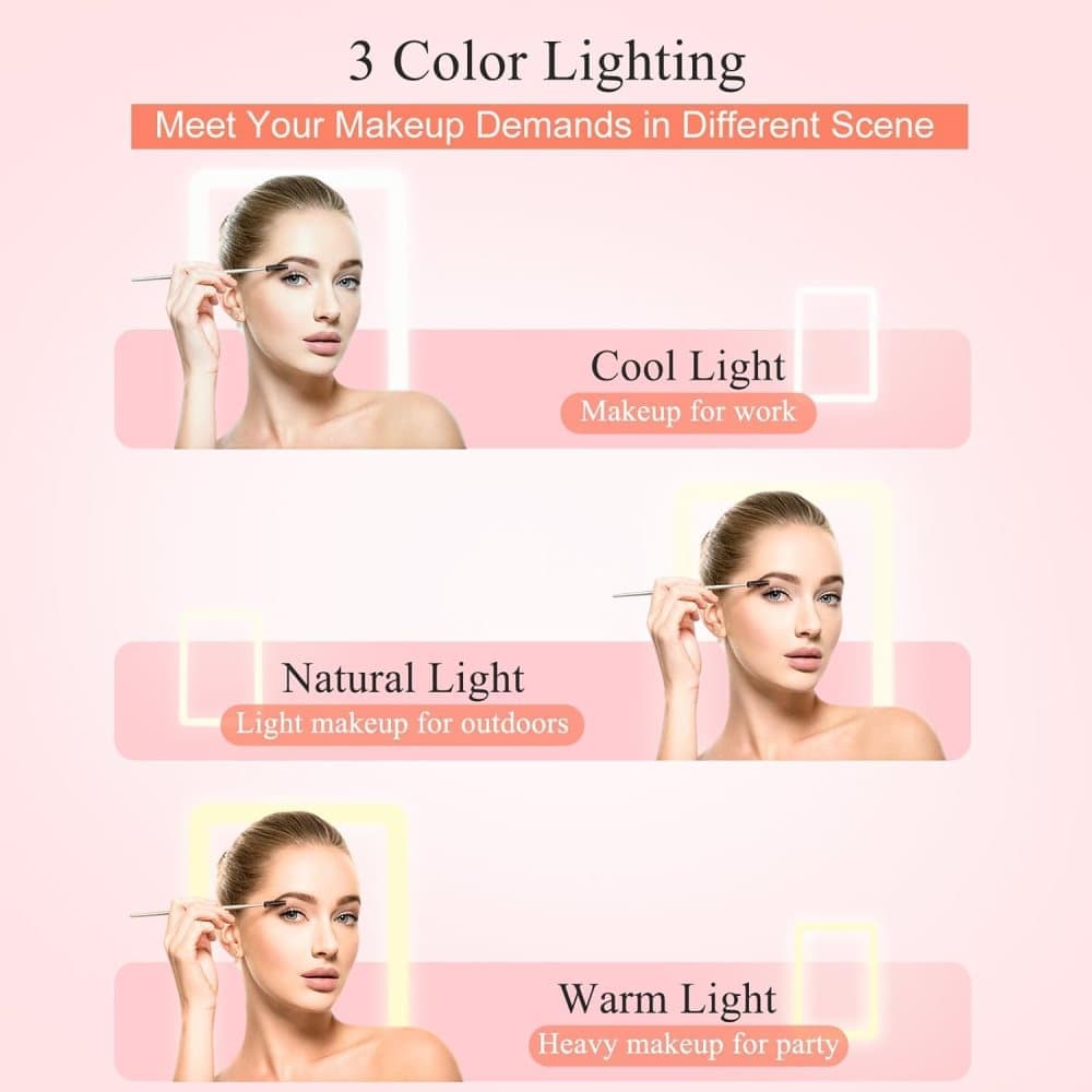 Rechargeable Portable Foldable Makeup Mirror with 3 Color Modes Adjustable Lighting V1188-MS-325-0300