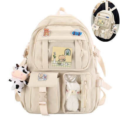 Kids School Backpack with Accessories, 43x31 cm, for Children and Teens, Beige V1188-MS-325-0303