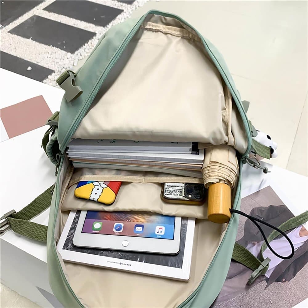 Kids School Backpack with Accessories, 43x31 cm, for Children and Teens, Beige V1188-MS-325-0303