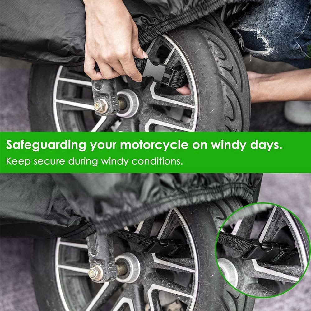 Waterproof Motorcycle and Moped Cover with Reflective Strips, Rain UV Dust Resistant Black, 200x90x100cm V1188-MS-325-0309