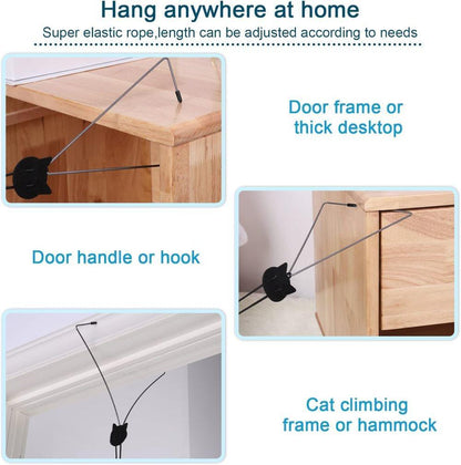 Cat Toy with Mouse and Feather, Hanging Door Toy for Indoor Cats, Stimulating Play V1188-MS-325-0312