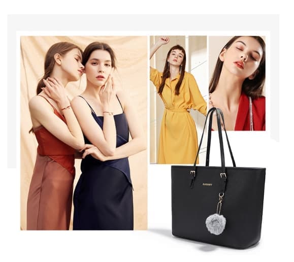 Women's Large Capacity PU Leather Tote Bag, Elegant Shoulder Bag for Work Shopping Party, Black V1188-MS-325-0320