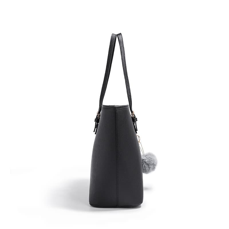 Women's Large Capacity PU Leather Tote Bag, Elegant Shoulder Bag for Work Shopping Party, Black V1188-MS-325-0320