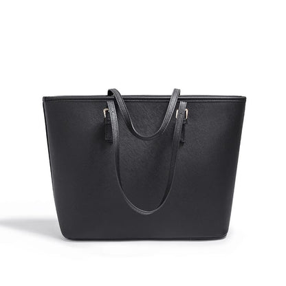 Women's Large Capacity PU Leather Tote Bag, Elegant Shoulder Bag for Work Shopping Party, Black V1188-MS-325-0320