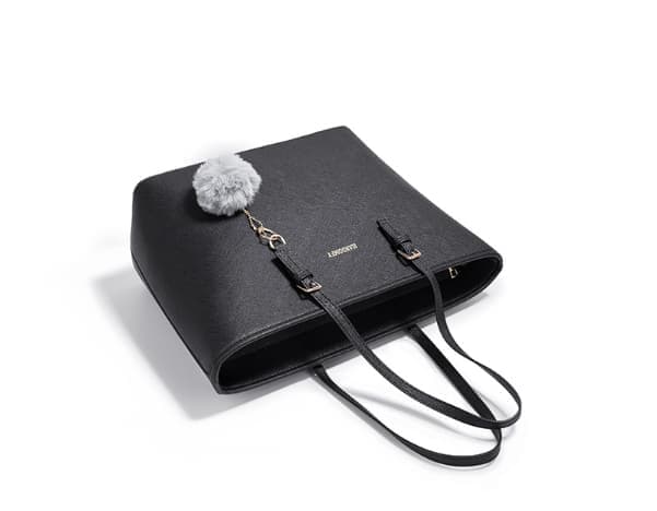 Women's Large Capacity PU Leather Tote Bag, Elegant Shoulder Bag for Work Shopping Party, Black V1188-MS-325-0320