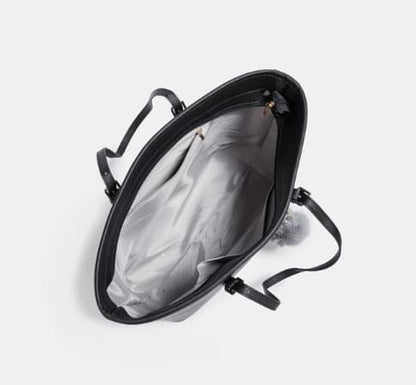 Women's Large Capacity PU Leather Tote Bag, Elegant Shoulder Bag for Work Shopping Party, Black V1188-MS-325-0320