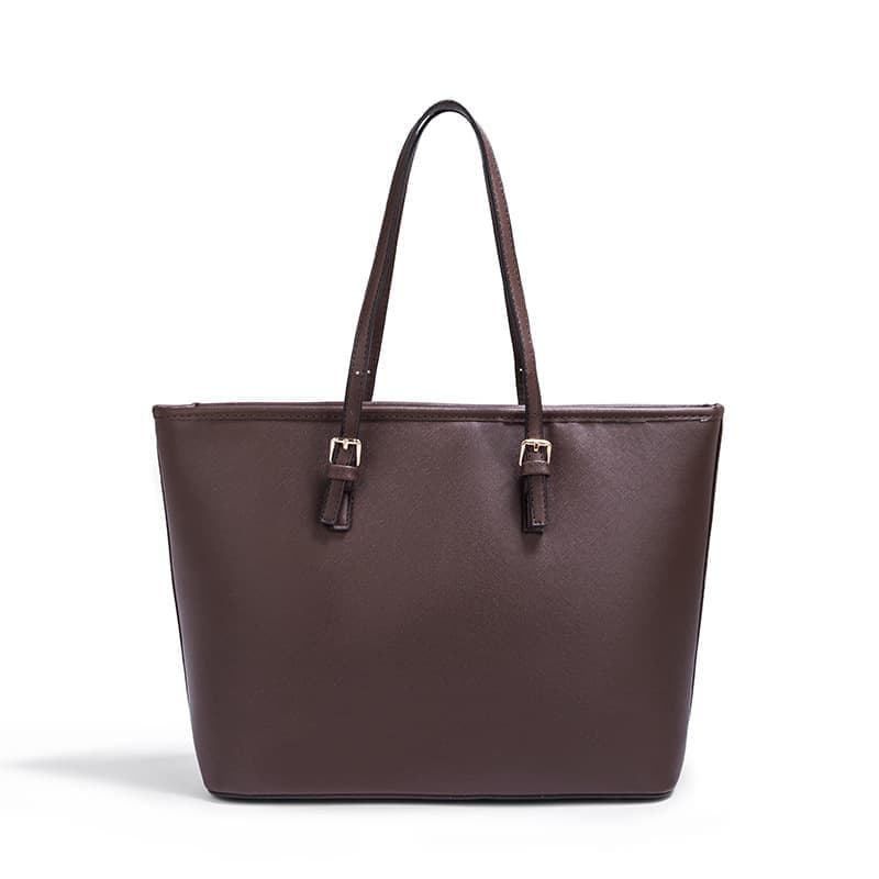Women's Large Capacity PU Leather Tote Shoulder Bag for Work Shopping Party, Dark Brown V1188-MS-325-0321