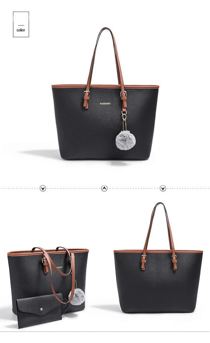Women's Large Capacity PU Leather Tote Shoulder Bag for Work Shopping Party, Light Brown V1188-MS-325-0322