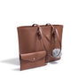 Brown Large Capacity PU Leather Tote Bag for Women, Elegant Shoulder Bag for Work Shopping Party V1188-MS-325-0323