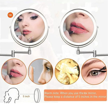 8 Inch Wall Mounted Makeup Mirror with Lights, 3x/10x Magnification, Dimmable 3 Light Modes, 360 degrees V1188-MS-325-0327
