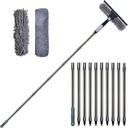 2-in-1 Window Squeegee with Telescopic Handle, 4.5m, Gray - Effective Cleaning for High Windows, Cars, V1188-MS-325-0331
