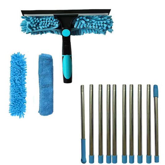 2-in-1 Window Squeegee with Telescopic Handle, 4.5m, Blue - Effective Cleaning for High Windows Cars Showers V1188-MS-325-0333