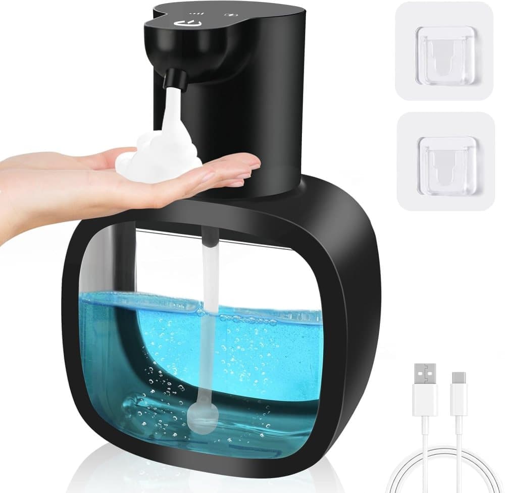 500ml Touchless Automatic Soap Dispenser with USB-C Charging, compatible with Liquid Soap, Black V1188-MS-325-0336