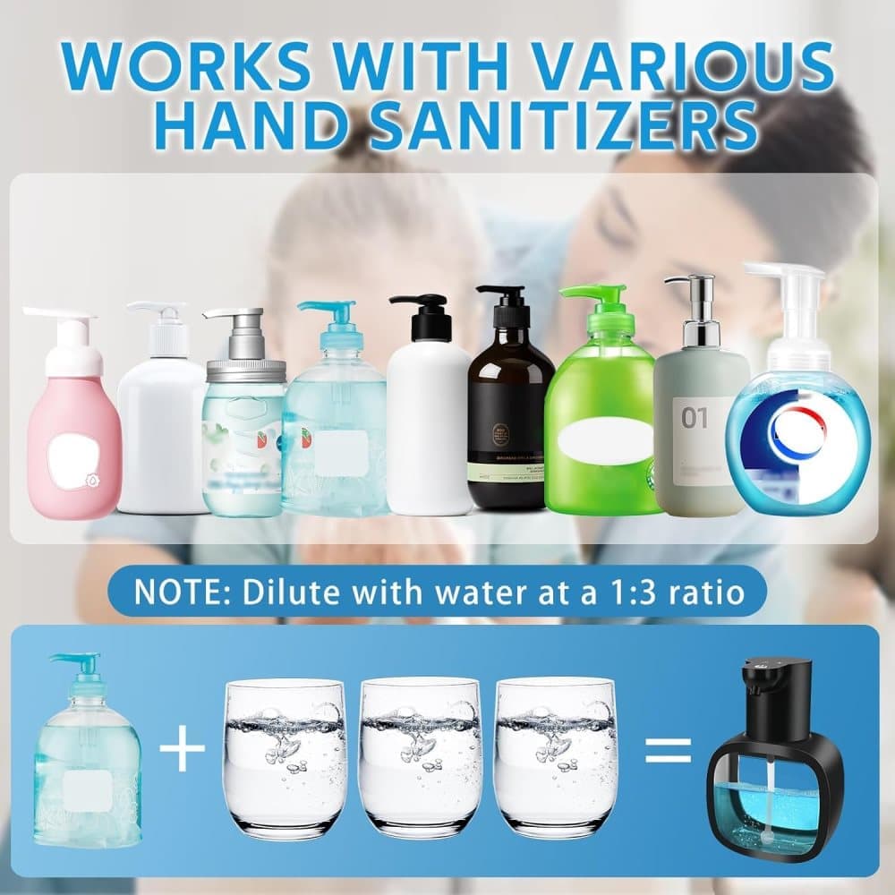 500ml Touchless Automatic Soap Dispenser with USB-C Charging, compatible with Liquid Soap, Black V1188-MS-325-0336