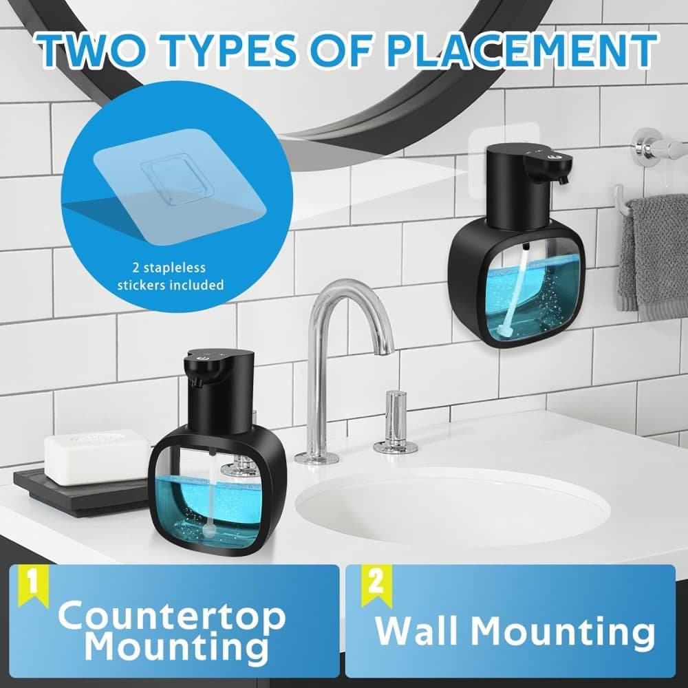 500ml Touchless Automatic Soap Dispenser with USB-C Charging, compatible with Liquid Soap, Black V1188-MS-325-0336