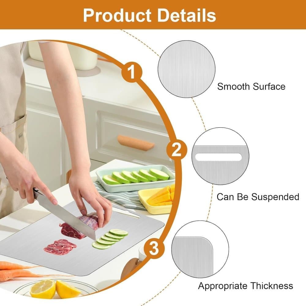 Titanium Double-Sided Cutting Board BPA-Free, 34x23 cm V1188-MS-325-0337