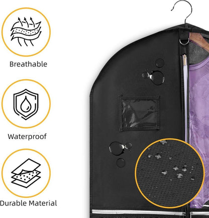5 Pockets Garment Bag Foldable Suit Cover Clothing Storage, 110x60 cm, Black V1188-MS-325-0338