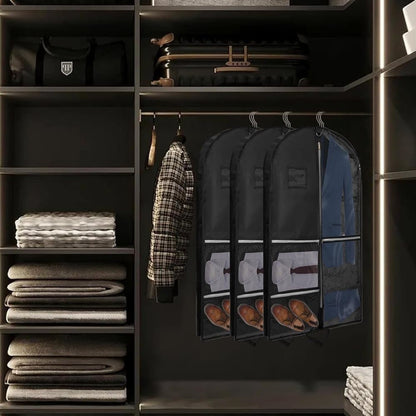 5 Pockets Garment Bag Foldable Suit Cover Clothing Storage, 110x60 cm, Black V1188-MS-325-0338