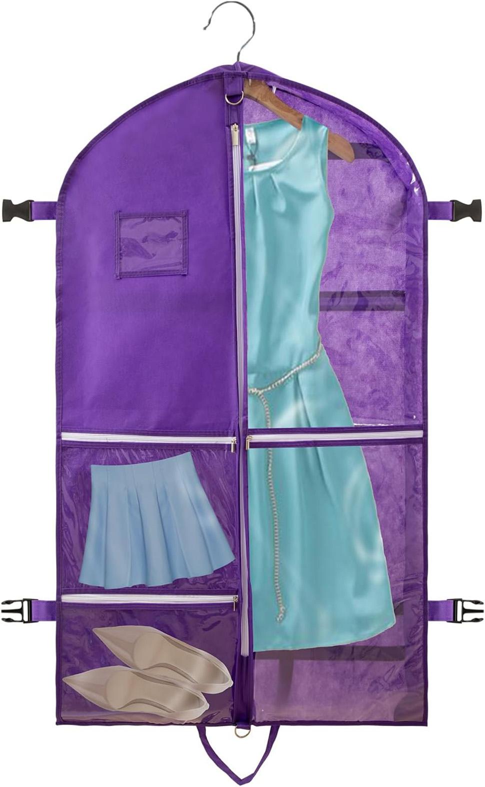 1 Foldable Garment Bag with 5 Pockets, 110x60 cm, Purple V1188-MS-325-0339