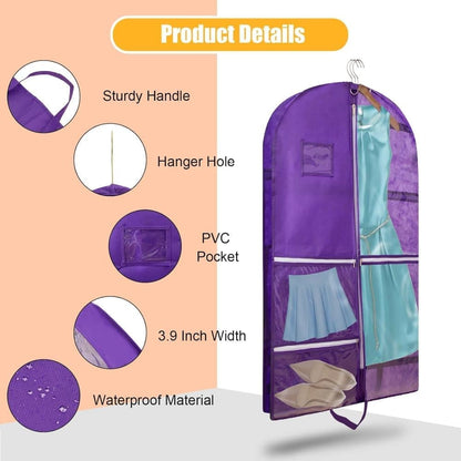 1 Foldable Garment Bag with 5 Pockets, 110x60 cm, Purple V1188-MS-325-0339