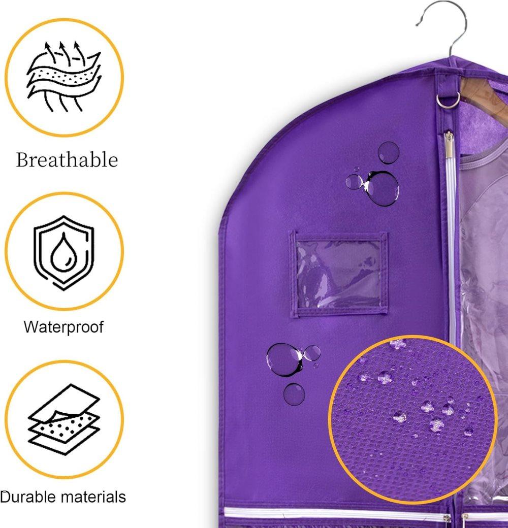 1 Foldable Garment Bag with 5 Pockets, 110x60 cm, Purple V1188-MS-325-0339