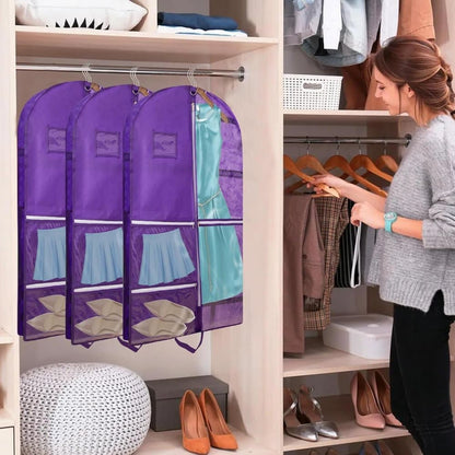 1 Foldable Garment Bag with 5 Pockets, 110x60 cm, Purple V1188-MS-325-0339