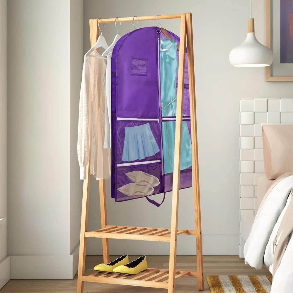 1 Foldable Garment Bag with 5 Pockets, 110x60 cm, Purple V1188-MS-325-0339