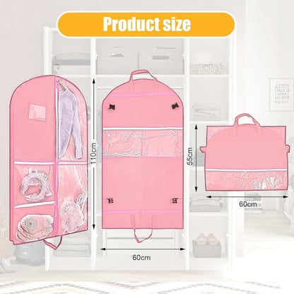 Foldable Garment Bag with 5 Pockets, Pink, 110x60 cm V1188-MS-325-0340