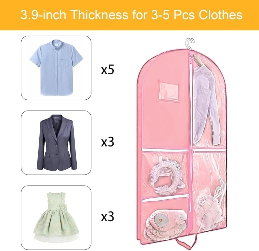 Foldable Garment Bag with 5 Pockets, Pink, 110x60 cm V1188-MS-325-0340