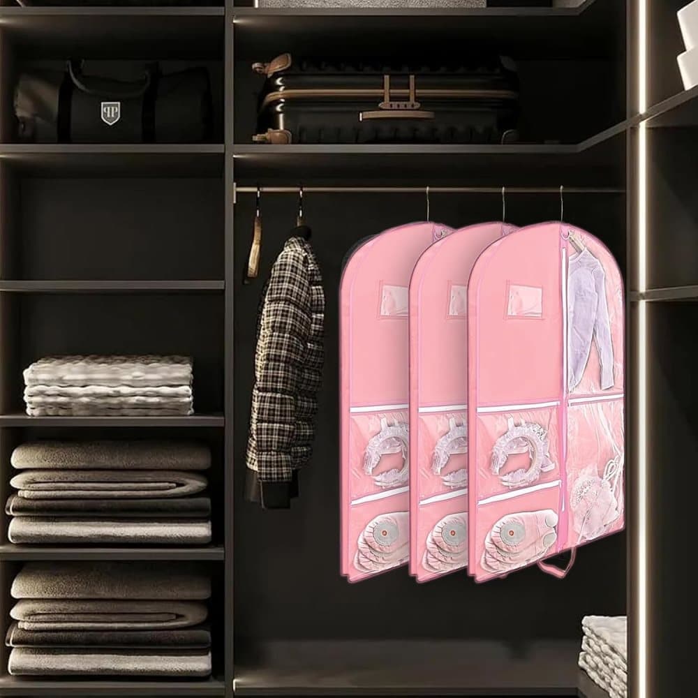 Foldable Garment Bag with 5 Pockets, Pink, 110x60 cm V1188-MS-325-0340